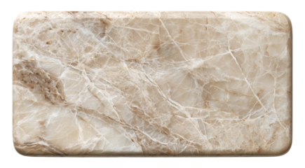 Beige and brown marble stone texture with natural veining and smooth polished finish, isolated on transparent background