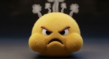 Cartoonish angry yellow character with steam coming from head