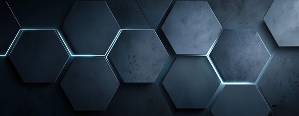 Obraz premium Black and white image of a hexagon