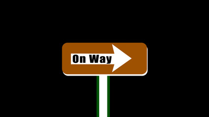 Abstract close up slow motion of one way text with arrow symbol traffic sign signaling to car traffic only one-way movement direction left to right way