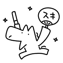 コンサートで推し活を楽しむ馬のモノクロラインアート　応援・ファンサうちわ・ペンライト