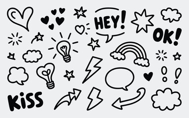 Love Heart and Communication Doodle Set