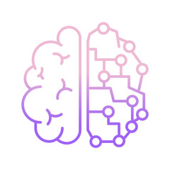 Outline Color Brain and Machine icon