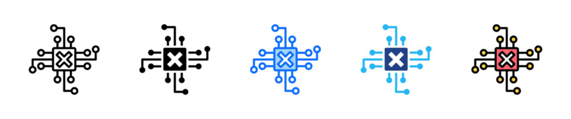 Training Error Icon Set Multiple Style Collection