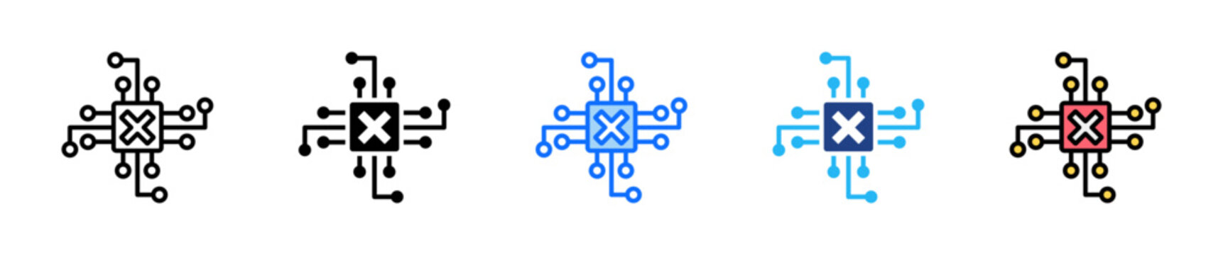 Training Error Icon Set Multiple Style Collection