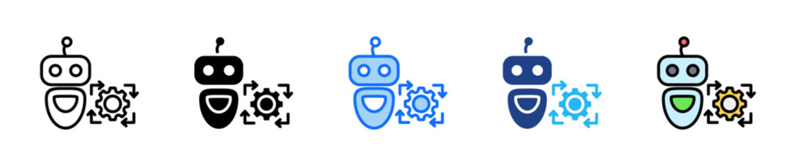 Auto Learning Icon Set Multiple Style Collection