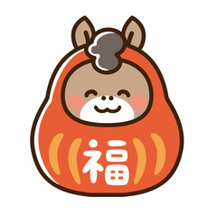 にっこり笑った午のだるま