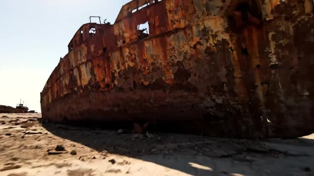 Rusty Shipwrecks Stranded in the Aral Desert: A Haunting Landscape of Ecological Disaster