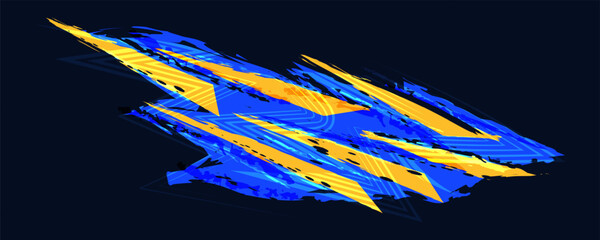 Abstract Grunge Sport Background with Blue and Yellow Dynamic Brush Strokes. Brush Stroke Illustration for Banner, Poster, or Sports Background. Scratch and Texture Elements For Design