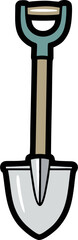 Simple Hand-Drawn Shovel Illustration on White Background.