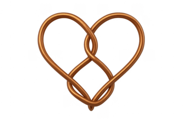 Intertwining bronze heart knot love symbol transparent background