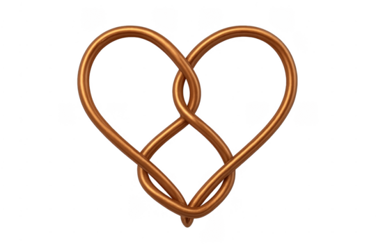 Intertwining bronze heart knot love symbol transparent background - Powered by Adobe