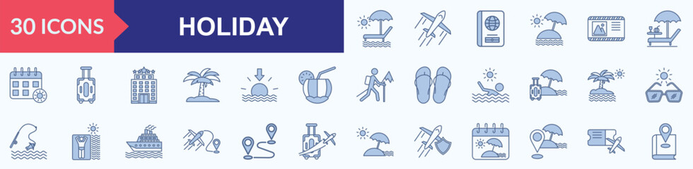 Holidays Blue Icon Set