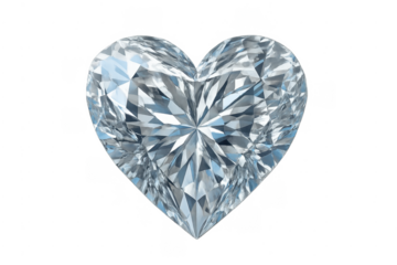 Heart shaped diamond sparkling with facets on transparent background