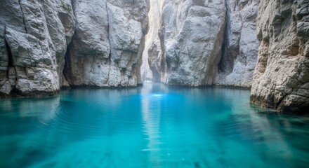 Turquoise water in a rocky gorge
