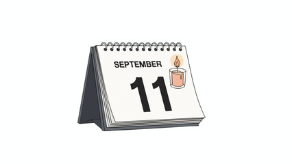 Calendar showing September 11 and a lit candle, representing remembrance and reflection for significant dates. This image signifies solemn