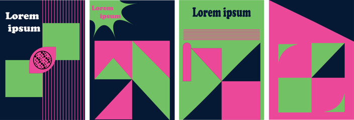 Swiss Grid Geometry Poster Collection &ndash; Clean Minimal Abstract Layouts & Modern Vector Designs