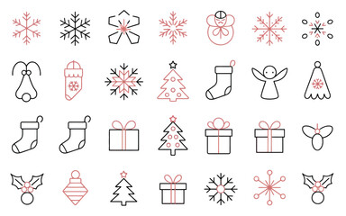 Minimalist Christmas and Snowflake Icon Set