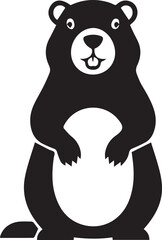 Cute cartoon groundhog standing upright with a white belly
