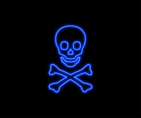 Black background skull and crossbones symbol warning of poison or danger, often used as a pirate flag or Halloween icon