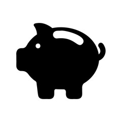 Classic black piggy bank icon representing saving and money