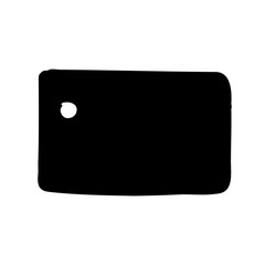 Solid black rectangle with rounded corners and circular hole