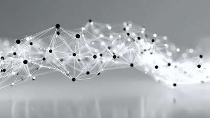Abstract digital network connections with nodes and lines, representing data flow and technology advancement