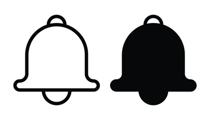 Simple Iconic Bell Design in Black and White Outline for Notifications