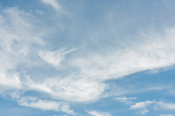 Fototapeta premium Blue sky white wispy cirrus clouds daytime atmosphere weather background nature scenic view outdoor space clean air freedom light bright texture summer