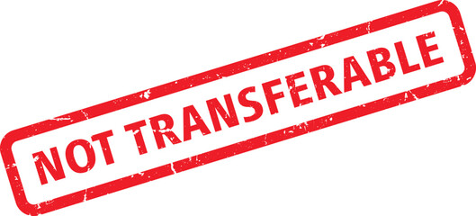 Distressed Not Transferable Red Rubber Stamp Impression on White Background, Angled View