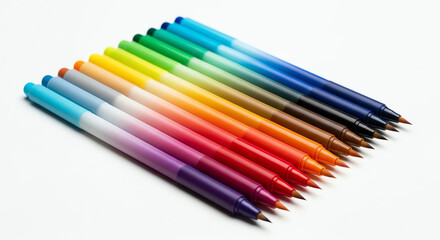 Fototapeta premium Rainbow Markers Arranged in Diagonal Row