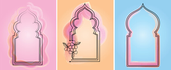 Soft Pastel Arch Frame Vector Collection &ndash; Elegant Watercolor Outlines & Minimal Decorative Window Shapes