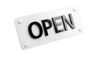 Open Sign Displayed on White Background