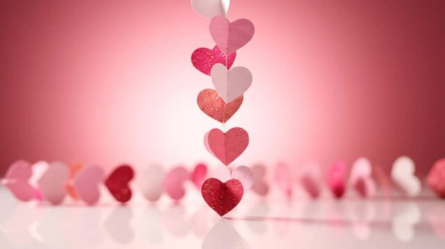 Festive Valentine's Day Heart Garland with Bokeh Effect, Valentine&acirc;&euro;TMs Love Concept, Romantic Holiday, Party Decoration
