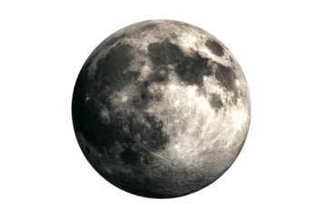 Nighttime full moon isolated on transparent background