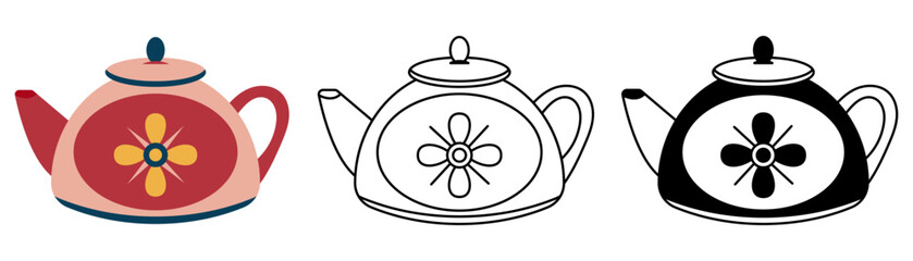 Modern teapots kettle isolated vector illustration