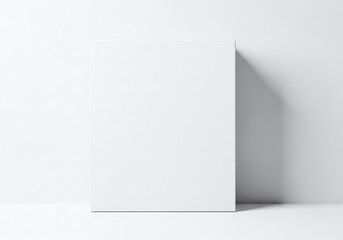 Naklejka premium Minimalist White Rectangle Leaning on a White Wall with Soft Shadow
