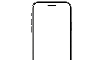 Modern smartphone mockup with blank white screen isolated on a clean white background