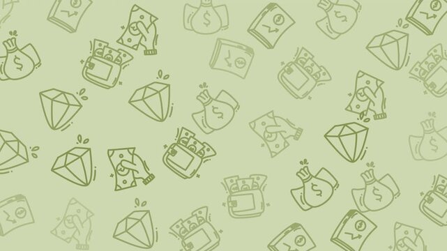 Account pattern with diamond money bag and wallet illustrations for financial business designs. Ideal for finance presentations, marketing materials, and websites.