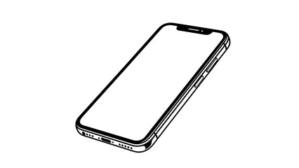 Modern smartphone sketch isolated on a white background minimalist digital device illustration