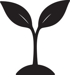 Minimalist sprout icon, young plant seedling, growth concept.