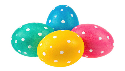 Polka-dotted Easter eggs blue, pink, green, and yellow