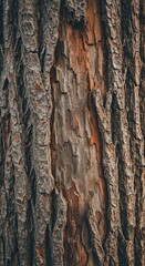 Obraz premium Deeply grooved tree bark texture rendered with a vintage filter, showing age, decay, and natural erosion over time ,nature ,classic style ,surface