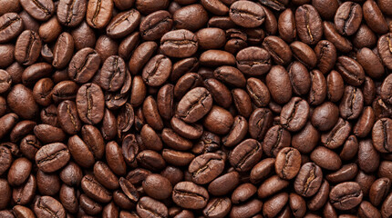 Naklejka premium Top View Texture of Coffee Beans