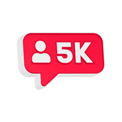 3d rendering icon 5k red color