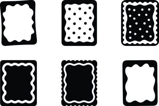 Set of Minimalist black pop toaster pastry tart with sprinkles silhouette vector icon