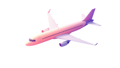 Isolated plane, pink gradient, high-angle, black backdrop
