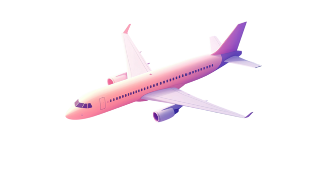 Isolated plane, pink gradient, high-angle, black backdrop - Powered by Adobe