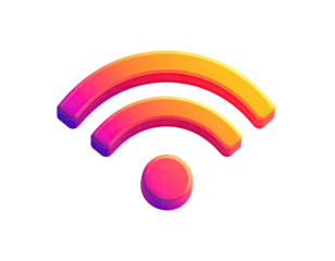 Vibrant, rounded 3D WiFi signal symbol on black