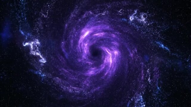 Mesmerizing vortex of celestial energy: a cosmic spiral in a vibrant violet and blue nebula, capturing the vastness of space